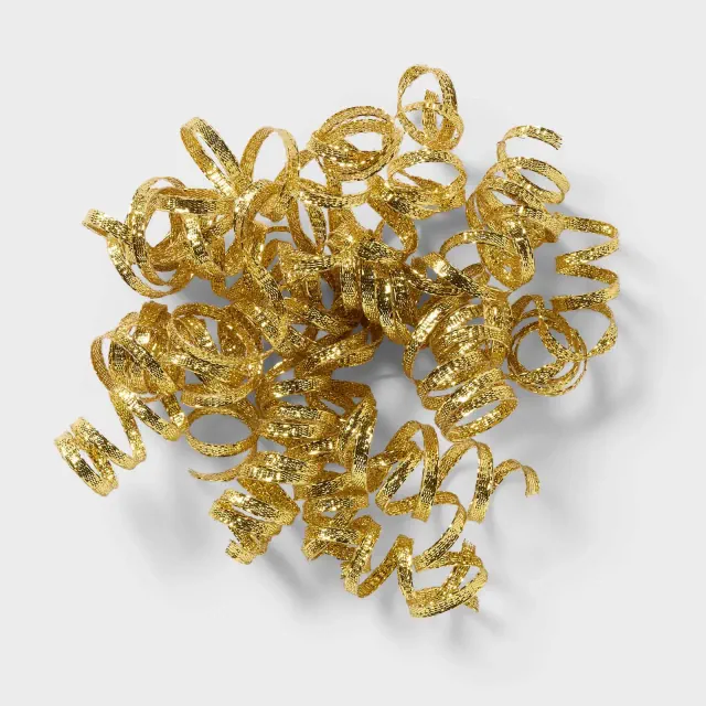 6" Glitter Fabric Curl Swirl Metallic Gift Bow Gold - Spritz™