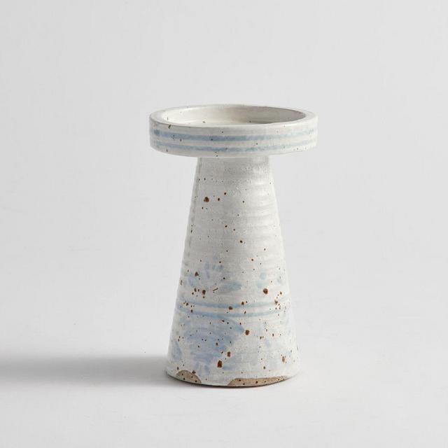 Chambray Patterned Ceramic Pillar Holders, 5"x7.75"