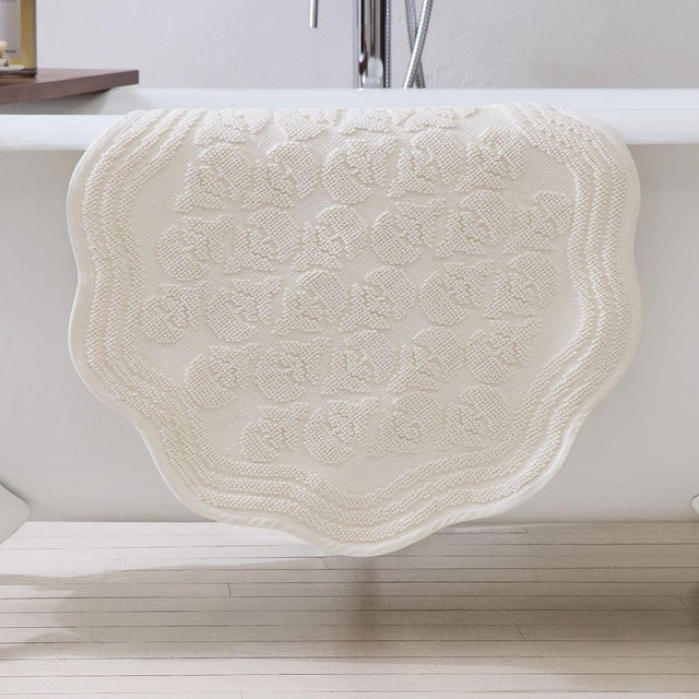Thistle Jacquard Bathmat, Small Round, Alabaster
