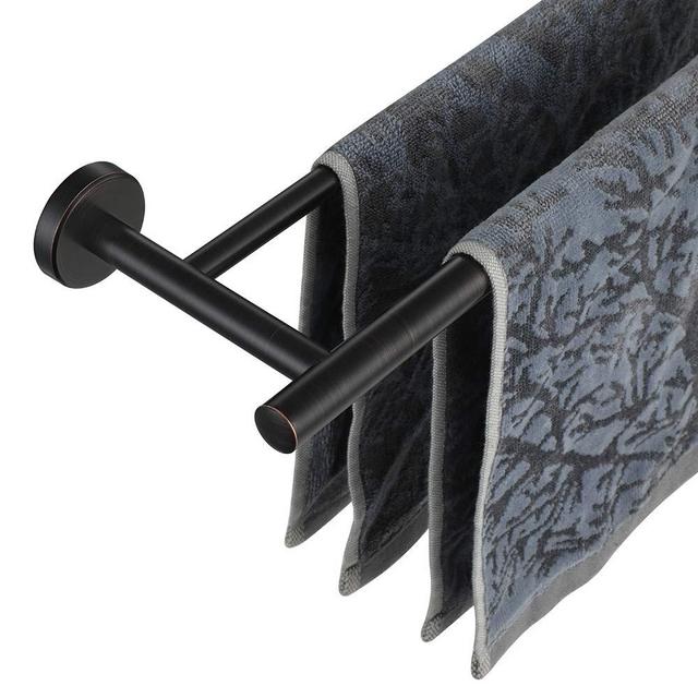 JQK Double Bath Towel Bar, Oil Rubbed Bronze 36 Inch Stainless Steel Towel Rack for Bathroom, Towel Holder Wall Mount, 39 in Total Length, TB100L36-ORB