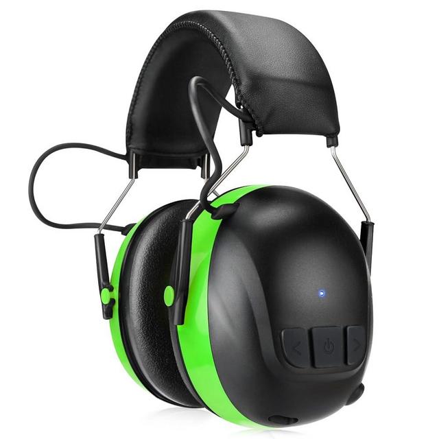 Kalence Bluetooth 5.4 Hearing Protection with 120H Working Time, 30dB Safety Earmuffs, Rechargeable Bluetooth Work Headphones, Ear Protection for Mowing, Workshops, Construction, Snowblowing, Green