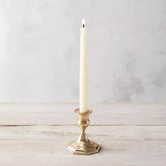 Antiqued Brass Candlestick, Low