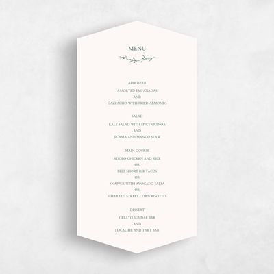 Beige Diamond Wedding Menu - Earlewood