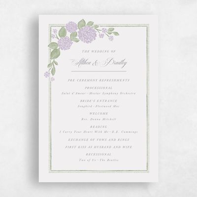 Purple Wedding Program - Giselda