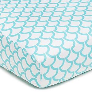American Baby Company 100% Cotton Percale Fitted Crib Sheet for Standard Crib and Toddler Mattresses, Aqua Sea Waves