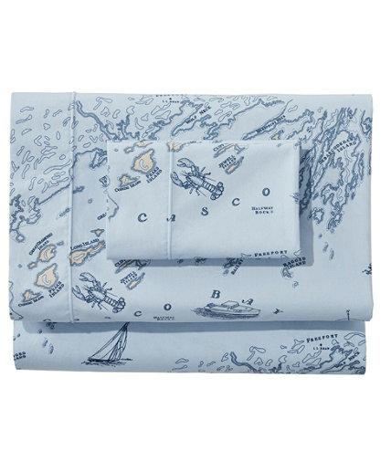 Nautical Map Percale Sheet Collection