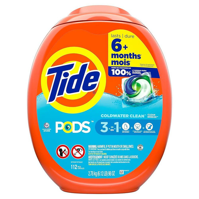 Tide PODS Laundry Detergent Soap Pacs, HE Compatible, 112 ct, Powerful 3-in-1 Clean, Clean Breeze