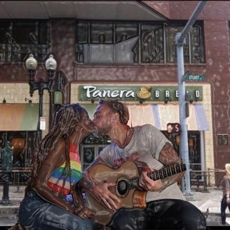 Our first "date" was at a Panera bakery in Boston during our Rocktopia tour... this, however - was unbeknownst to Kia.