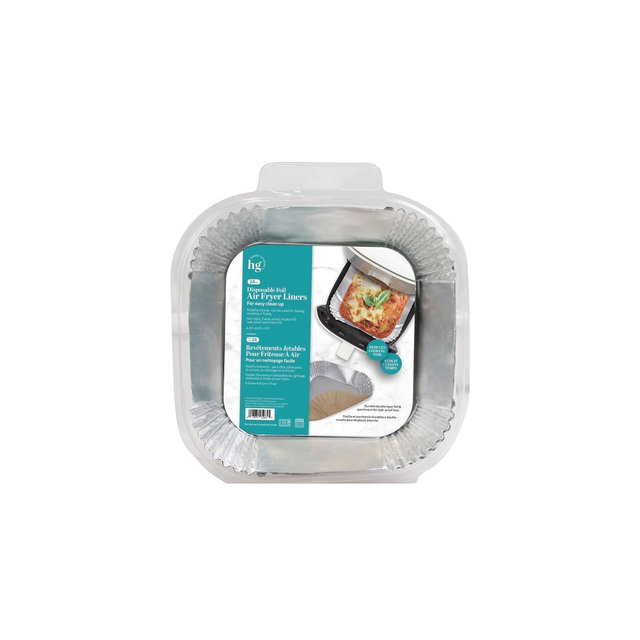 The Lakeside Collection Disposable Foil Air Fryer Liners - Set of 24 - Square or Round - 6" Square
