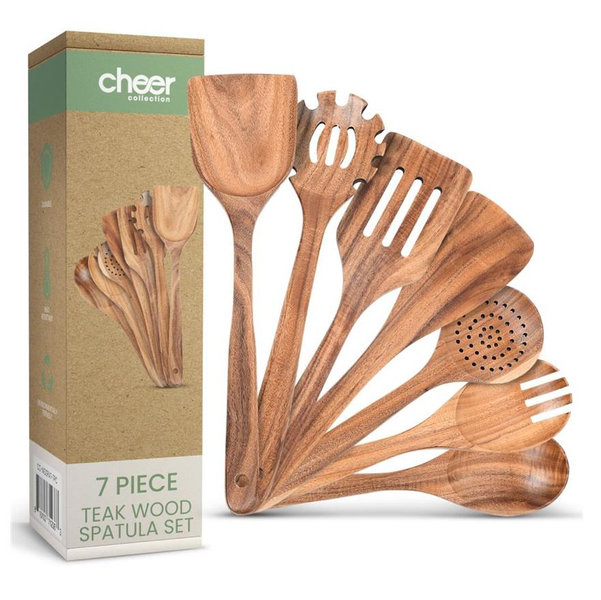 Cheer Collection Wooden Kitchen Utensils Set - 7 Piece