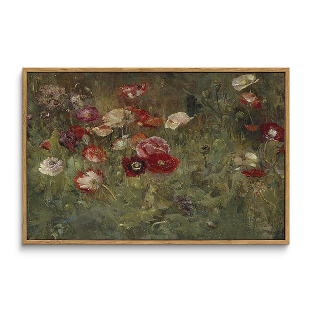 InSimSea Framed Canvas Wall Art, Vintage Decor, Classical Floral Scenic Oil Painting Canvas Prints, Rustic Wall Decor for Bedroom, Bathroom, Office, 16"x24"