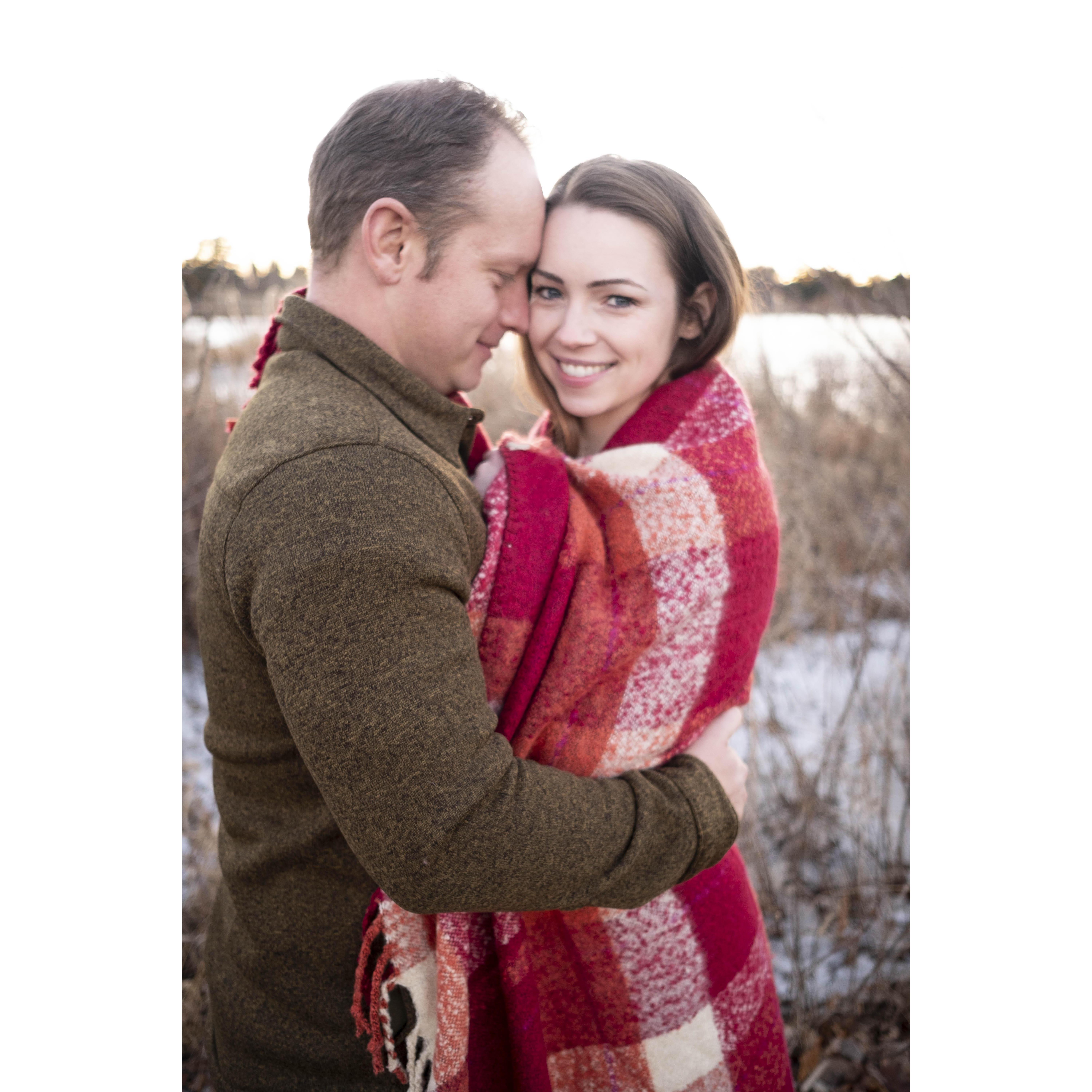 Us when we are older: "Remember that time when we bought a new shirt and blanket for our engagement shoot just 2 hours before it started?"