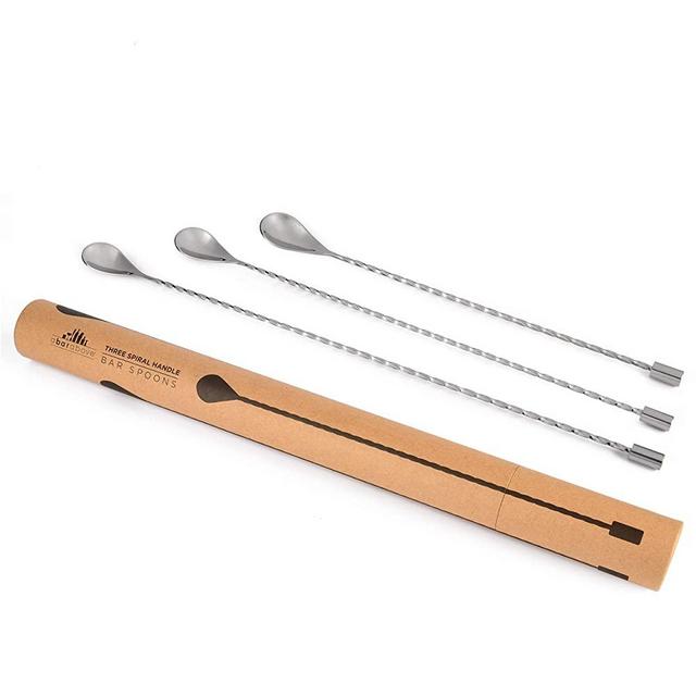 Bar Spoons for Mixing Cocktails - 12, 15 and 17" Spiral Handle Cocktail Stirrer Spoon Set