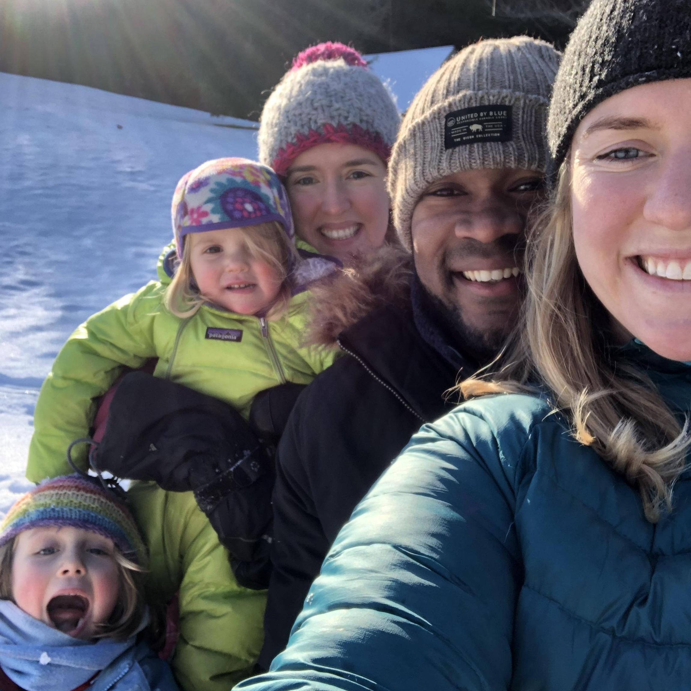 Bundled up with Addie's sister and nieces
