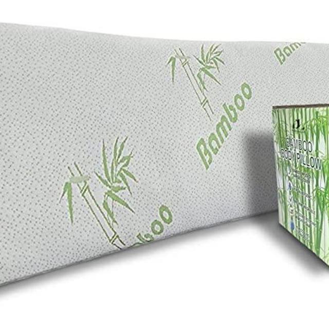 Bamboo Full Body Pillow for Adults - Cooling Shredded Memory Foam Long Pillow for Sleeping, Removable and Washable Hypoallergenic Bamboo Pillow Cover