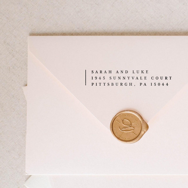 Personalized Return Address Stamp: Modern Family Name, Self-Inking or Wood Handle