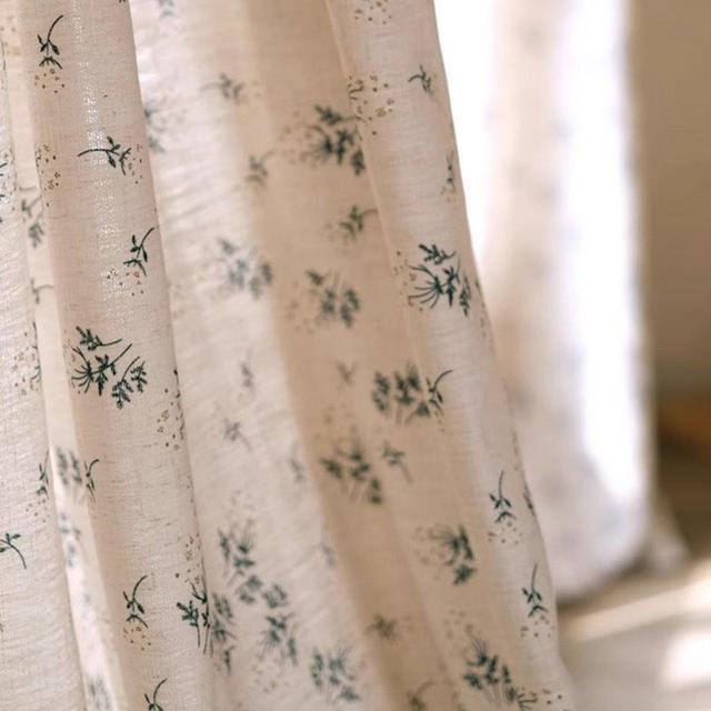Eemil Linen Curtain, Print Floral Linen Drape, Semi Blackout Curtain, Custom Curtain, Curtain for Livingroom, Extra Long Curtain, 1PC