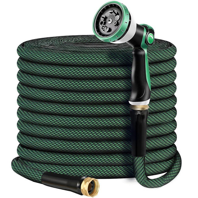 Torioweg Garden Hose 100 FT, Heavy Duty Water Hose with Aluminum Fittings, Puncture Proof All-weather, Ultra-Lightweight and Flexible, Watering and Cleaning for Outdoor, Lawn