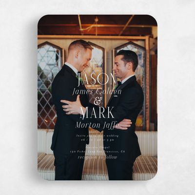 White Rounded Wedding Invitation - Melina Portrait