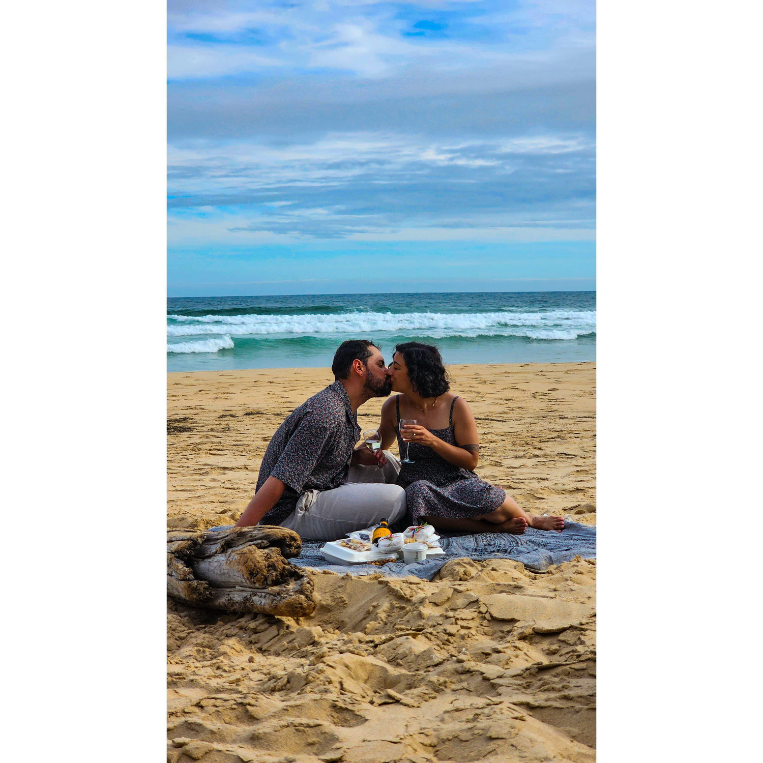 A surprise Valentine's Day picnic at Brenton on Sea main beach in Knysna, South Africa, 2024. Pau did not know, I had something up my sleeve.