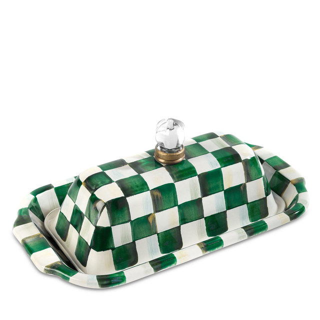 Mackenzie-Childs Emerald Check Butter Box