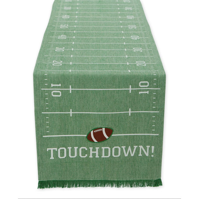 Design Imports Home Field Embellished Game Day Table Runner, 14" x 72"