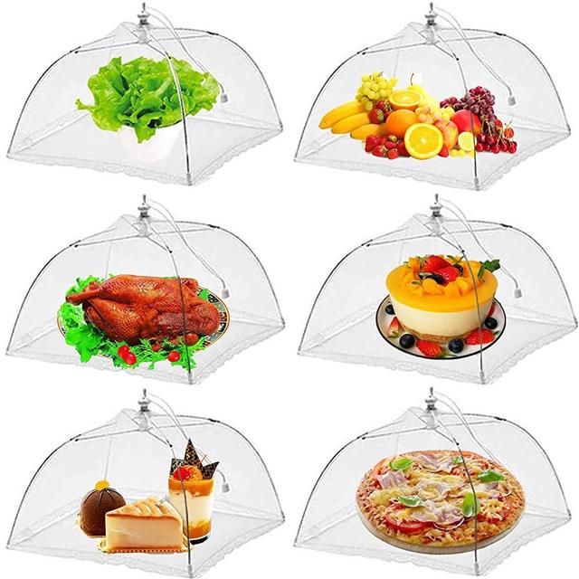 (6 Pcs) Kinmoers Pop-Up Mesh Food Covers Tent Umbrella for Outdoors Parties Picnics 17 x 17 Inches Food Protector Net Screen Tents Keep Out Flies Wasp Bugs Mosquitoes