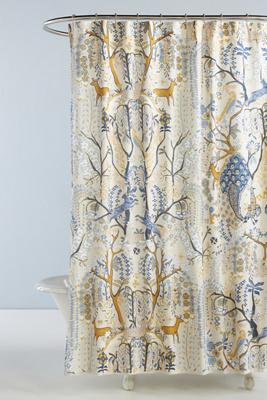 The Printed Cotton Slub Shower Curtain Collection