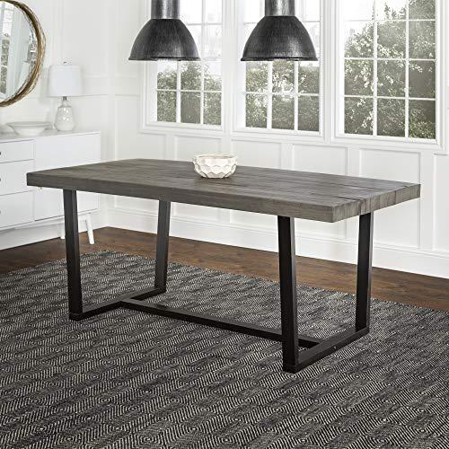 Walker Edison 6 Person Rustic Farmhouse Wood and Metal Room Kitchen Table Set Dining Chairs, Grey