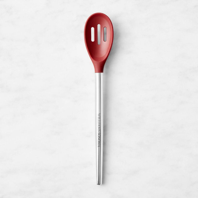 Williams Sonoma Stainless-Steel Silicone Slotted Spoon, Red