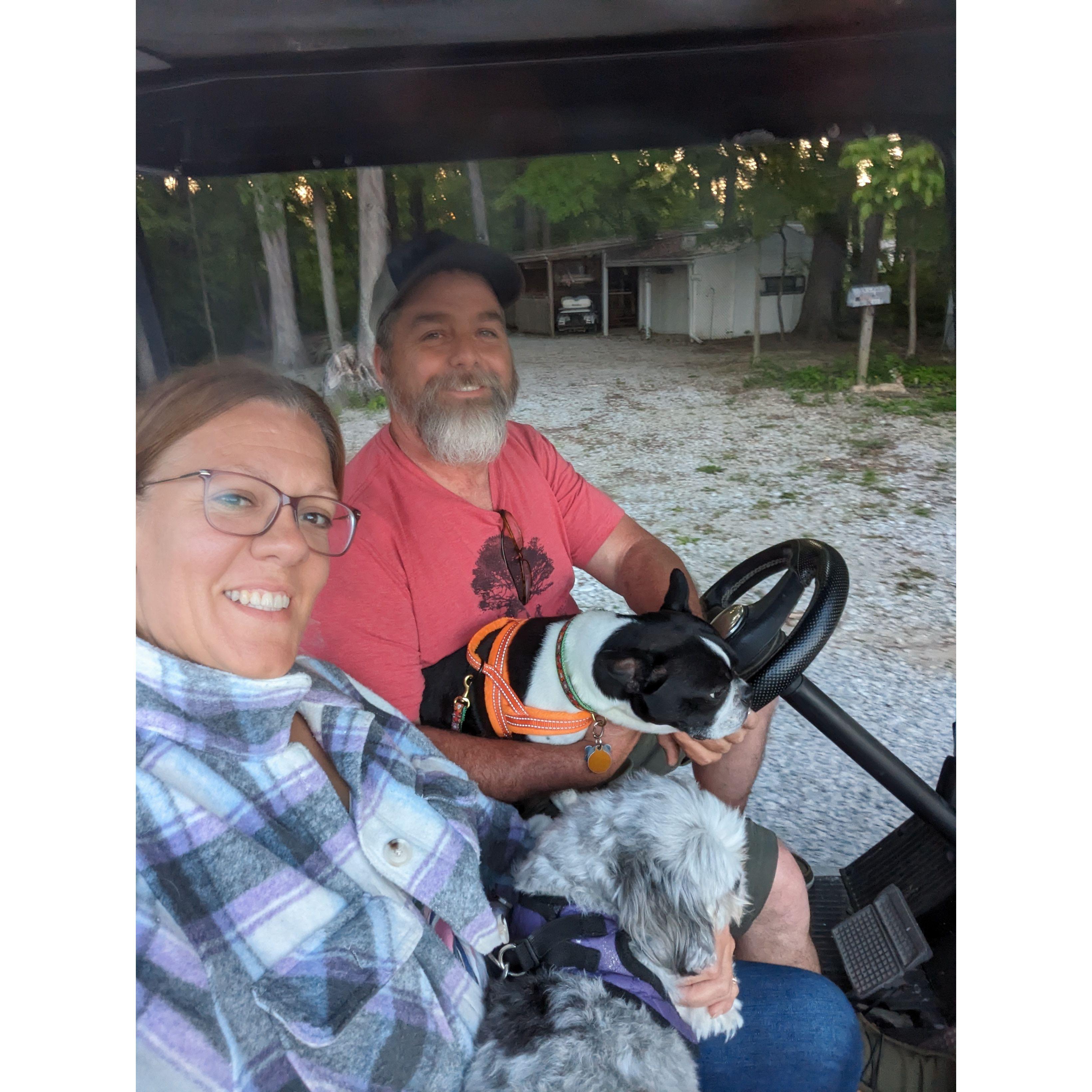 Golf cart cruise around the campground down at Indian Oaks Campground.