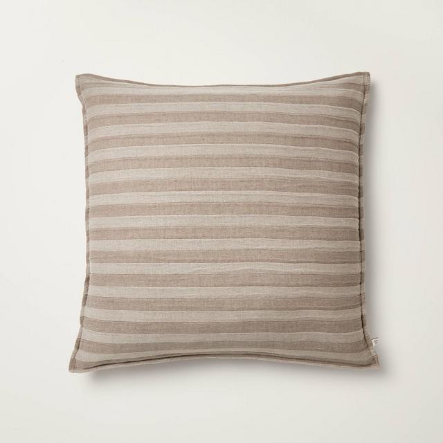 Tonal Stripe Euro Throw Pillow Brown - Hearth & Hand™ with Magnolia