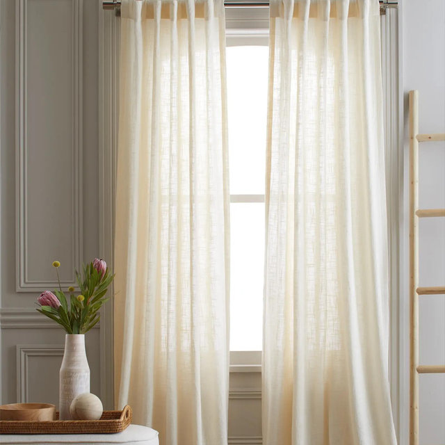 Cotton Sheer Curtain Set (Set of 2) - Ivory, 48x96