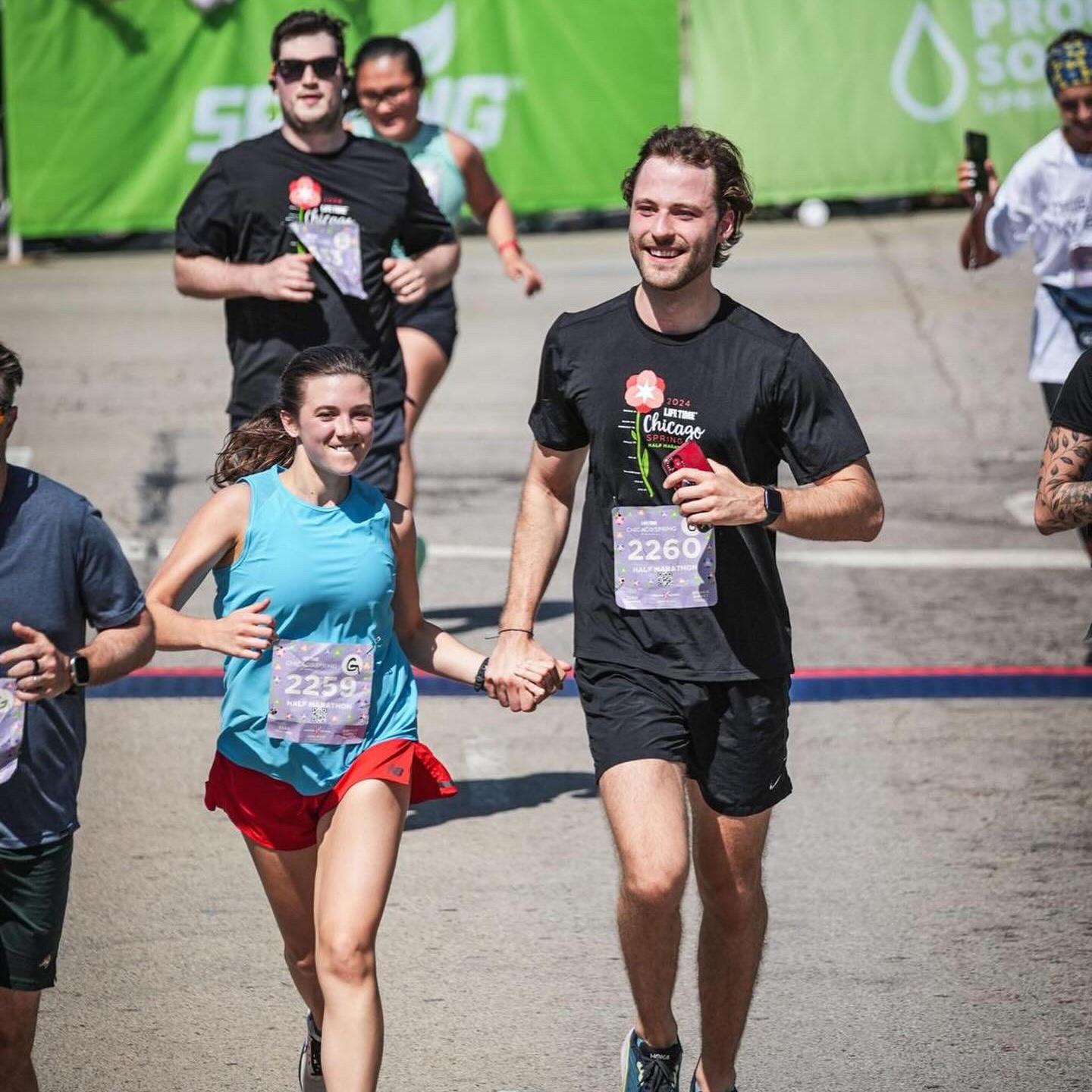 Smiling through the Chicago Half-Marathon.