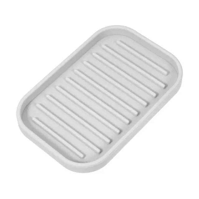 Unique Bargains Bathroom Silicone Soap Dish Light Gray 5.31"x3.54"