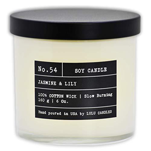 Lulu Candles | Jasmine & Lily | Luxury Scented Soy Jar Candle | Hand Poured in The USA | Highly Scented & Long Lasting | Small - 6 Oz.