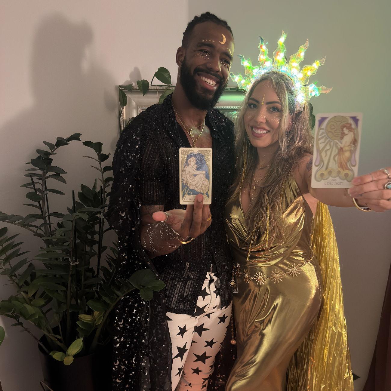 Sun & Moon Tarot card costume. Can you tell we like to play dress up yet?
