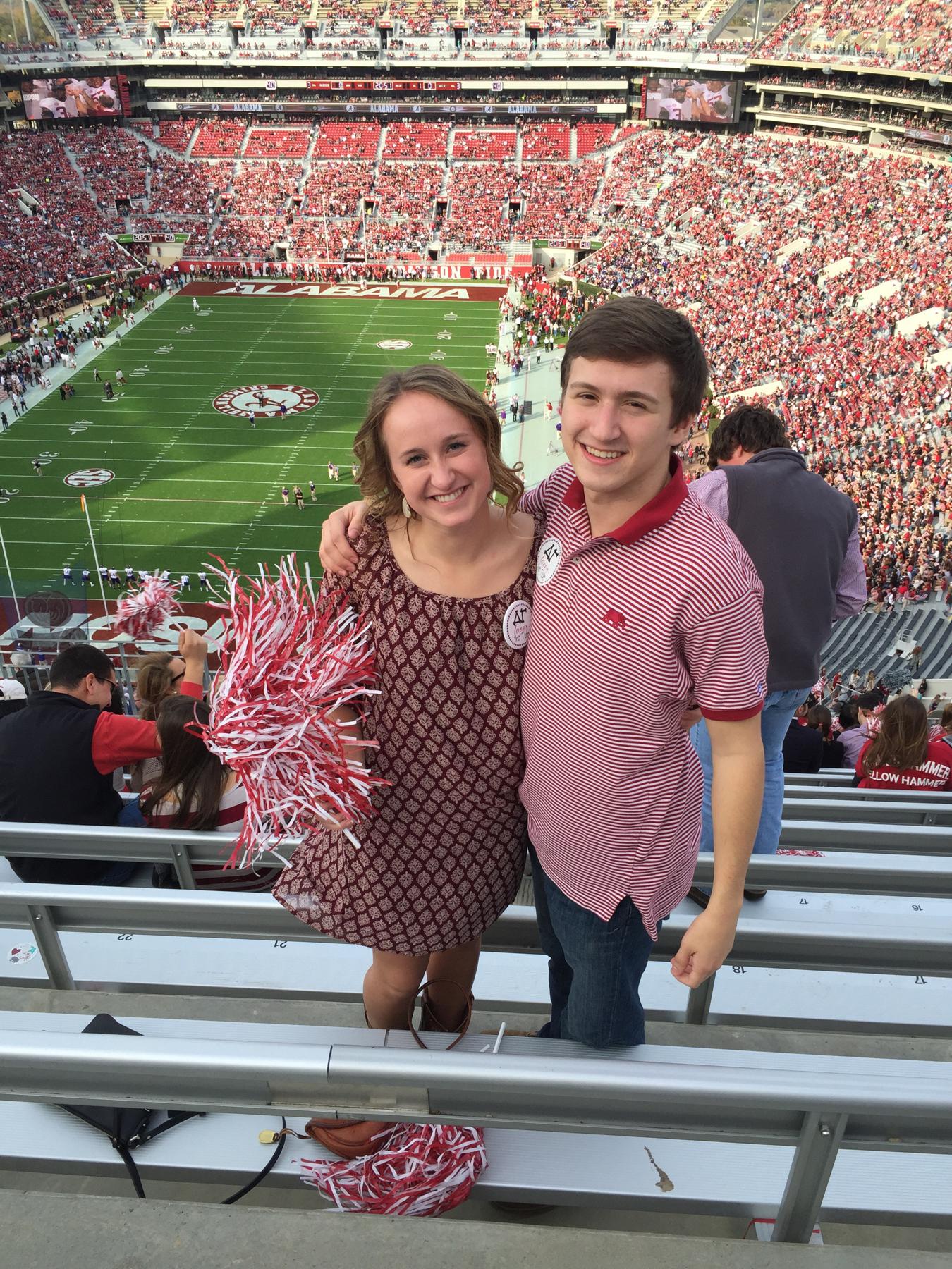Our first picture together at an Alabama game in 2014!