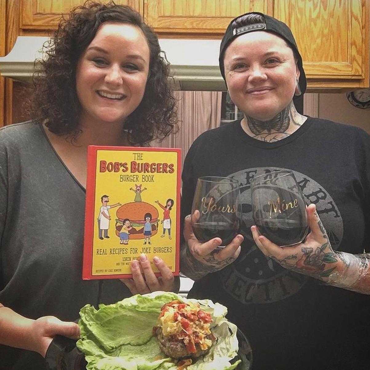 Our first Valentines Day together! We have a tradition of making each other a burger out of our Bob's Burgers Cookbook