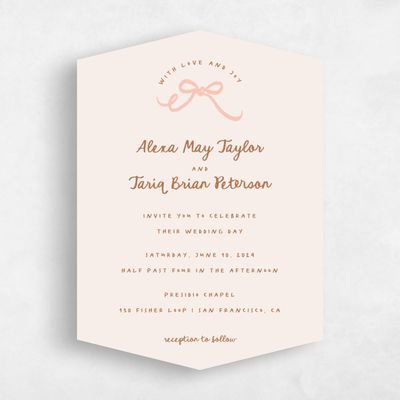 Beige Diamond Wedding Invitation - Emelia Portrait