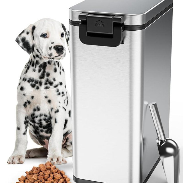 PalProt Stainless Steel Dog Food Storage Container with Lids Airtight - 20 LB / 15 LB Metal Bin Large Cat Food Storage Container Locking - Stackable Pet Food storage for Dog Cat Bird Enjoy Fresh Food