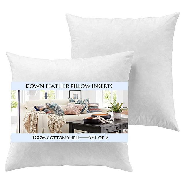 Yesterday Home Set of 2-26x26 Euro Pillow Inserts-Down Feather Pillow Inserts-White