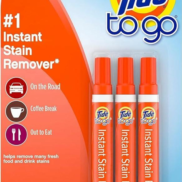 Tide Stain Remover for Clothes, To Go Pen, Instant Spot Remover for Clothes, Travel & Pocket Size, 3 Count