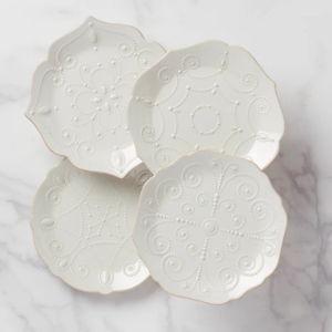 French Perle White 4-Piece Dessert Set