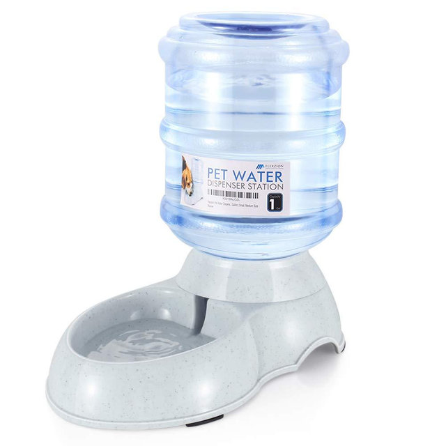 Flexzion Pet Water Dispenser Station - Replenish Pet Waterer for Dog Cat Animal Automatic Gravity Water Drinking Fountain Bottle Bowl Dish Stand
