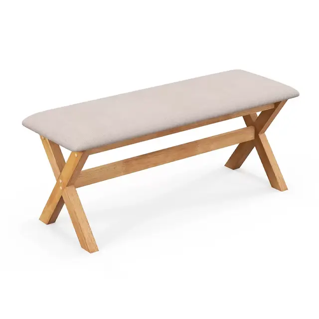 Tangkula Upholstered Entryway Bench w/ Thick Padded Seat End of Bed Bench for Bedroom
