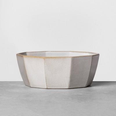 Stoneware Reactive Polygon Serve Bowl Gray - Hearth & Hand™ with Magnolia