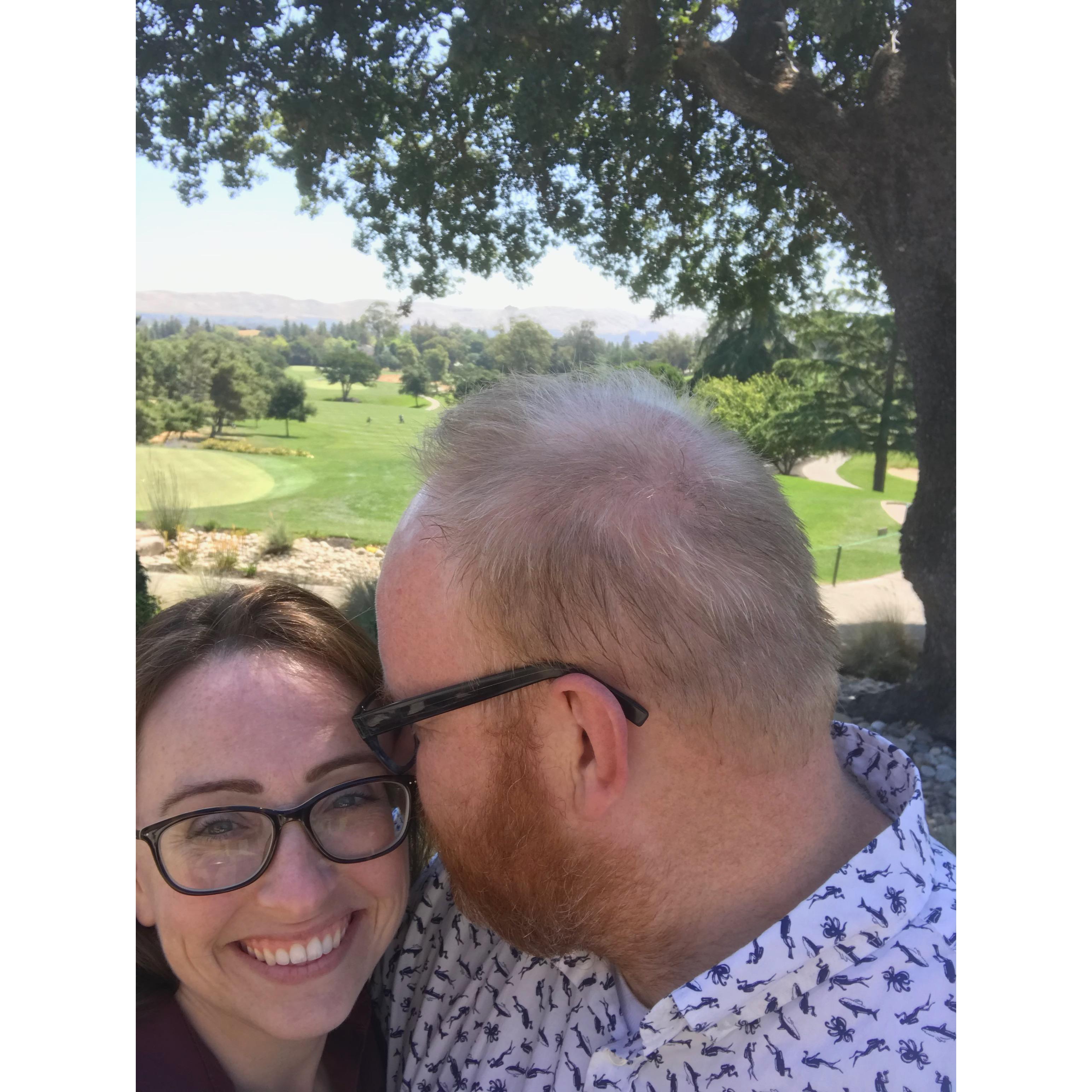 This is us at the Contra Costa Country Club when we finalized it as the place for our reception.