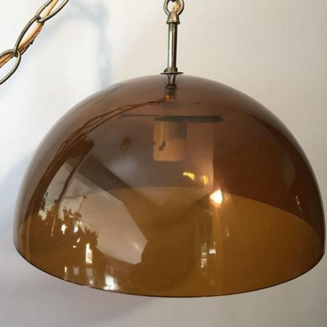 Vintage Retro Ceiling light from the 70s Plastic/Lucite Amber/Brown  Shade