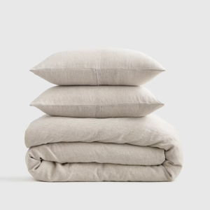 European Linen Duvet Cover Set - Natural Chambray, King/Cal King